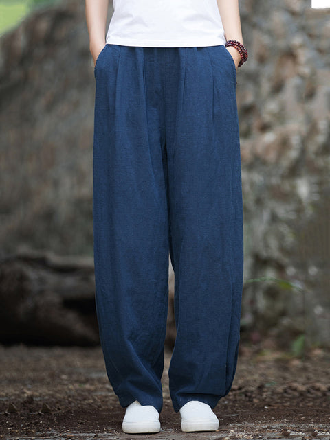 Women Vintage Vintage Solid Fleece-lined Pants