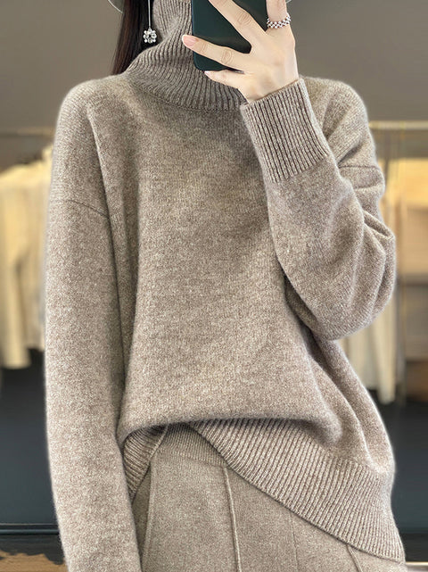 Kvinder Efterår Casual Stripe O-hals Uld strik sweater