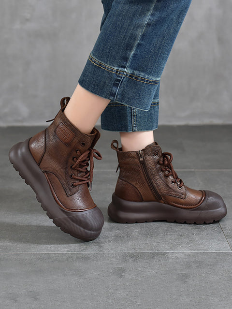 Women Winter Genuine Leather Strap Mid-Heel Martine Boots