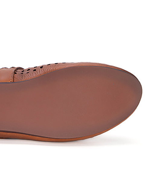 Kvinder Sommer Casual Solid Læder Cutout Sandaler