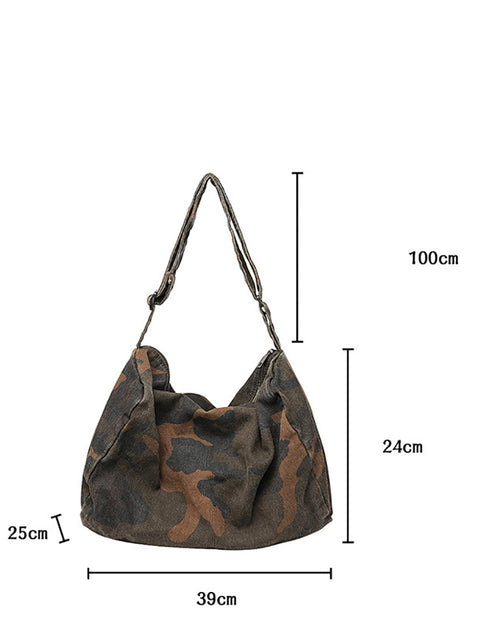 Kvinder Artsy Camouflage Washed Shoulder Bag Crossbody Bag