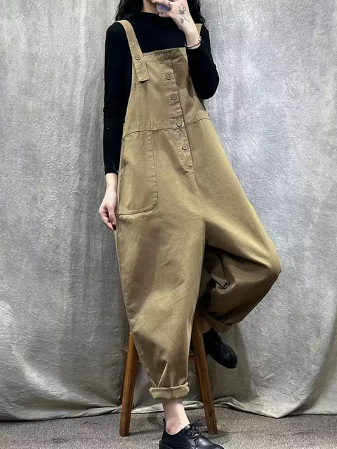 Kvinder Forår Casual Pure Farve Løse Jumpsuits