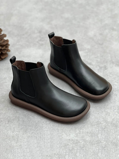 Women Autumn Genuine Leather Flat Casual Martin Boots