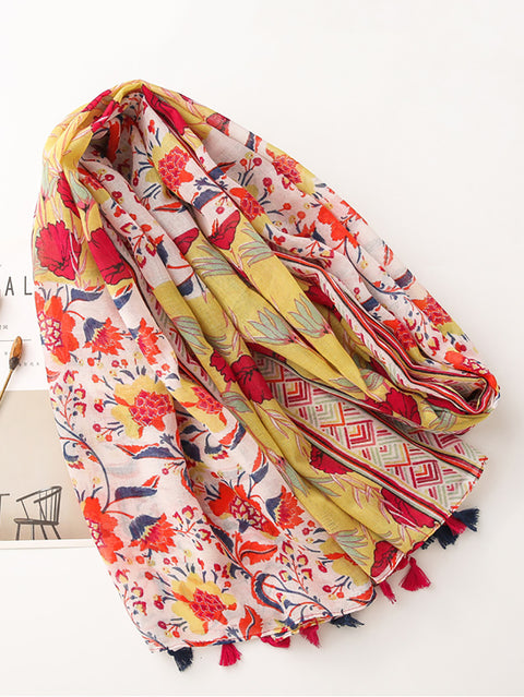 Artsy Floral Splejset kvast Fashion Travel Shawl Tørklæde