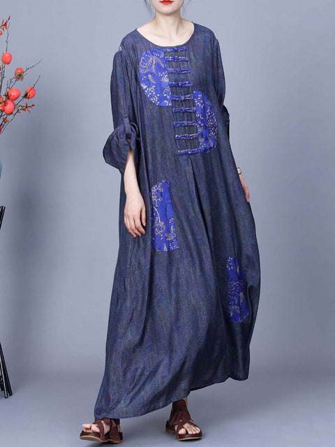 Women Ethnic Spring Patch Spliced Dress