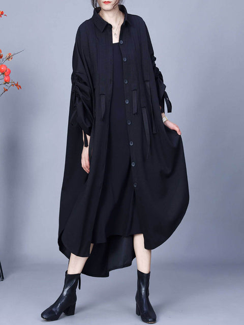 Kvinder Spring Fashion Uregelmæssig Hem Shirt Coat