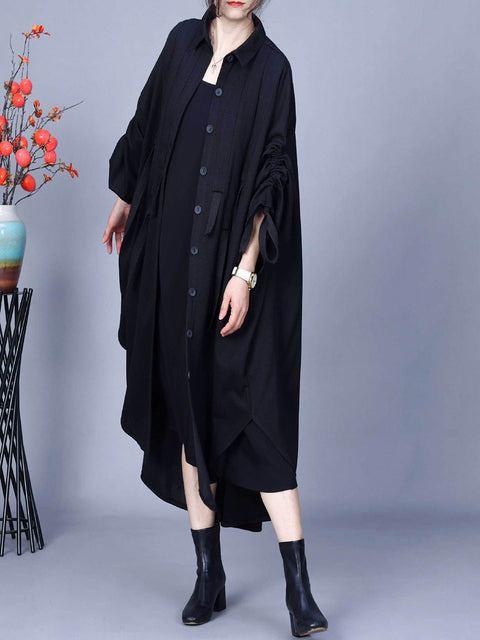 Kvinder Spring Fashion Uregelmæssig Hem Shirt Coat