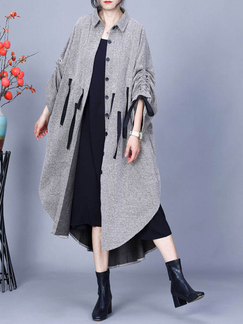 Kvinder Spring Fashion Uregelmæssig Hem Shirt Coat