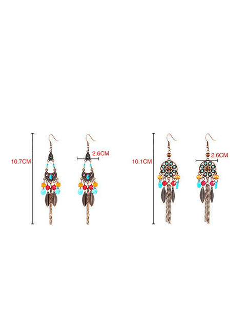 Bohemia Alloy Flower Bead Tassel Øreringe