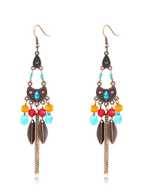 Bohemia Alloy Flower Bead Tassel Øreringe