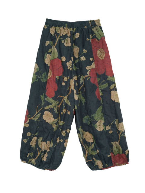 Kvinder Artsy Flower Linen Splejset Bloomers