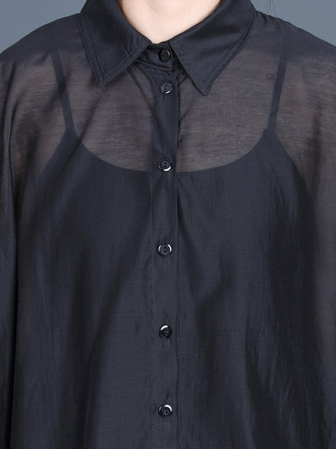 Kvinder Sommer Solid Loose Uregelmæssig Hem Shirt