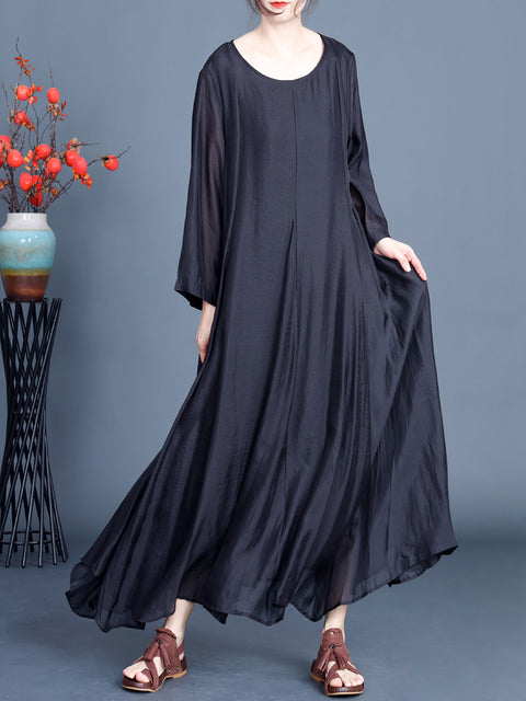 Women Spring Artsy Solid Irregular Hem Dress