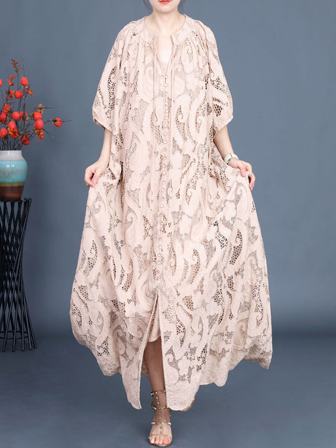 Kvinder Sommer Artsy Cutout Lace Maxi Kjole