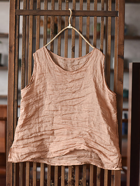 Kvinder Sommer Solid Vintage O-Neck Vest