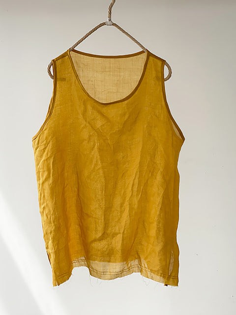 Kvinder Sommer Vintage Solid O-hals Ramie Vest