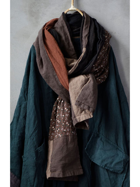 Autumn Women Retro Fashion Stitching Scarf