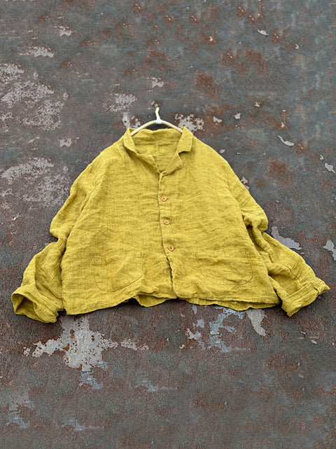 Kvinder Vintage Autumn Solid Linen Shirt Coat