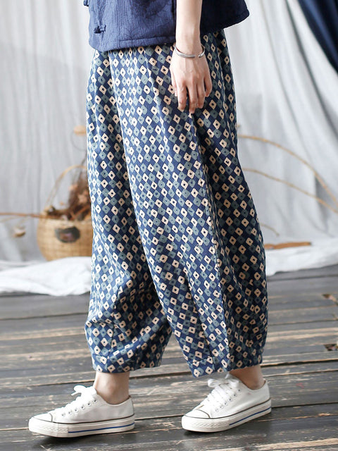 Kvinder Autumn Artsy Lattice Bomuld Harem Pants