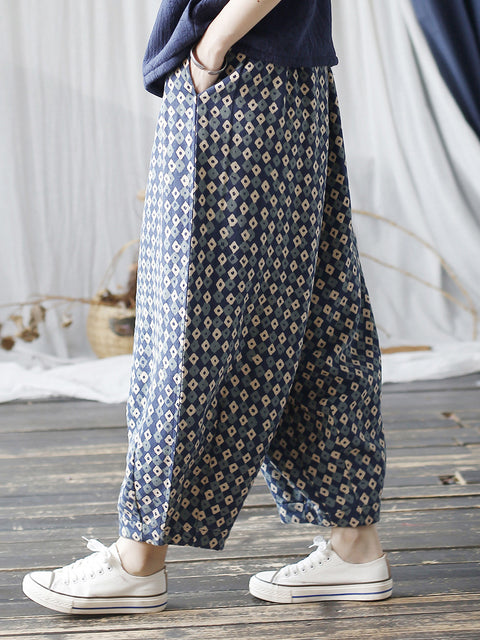 Kvinder Autumn Artsy Lattice Bomuld Harem Pants