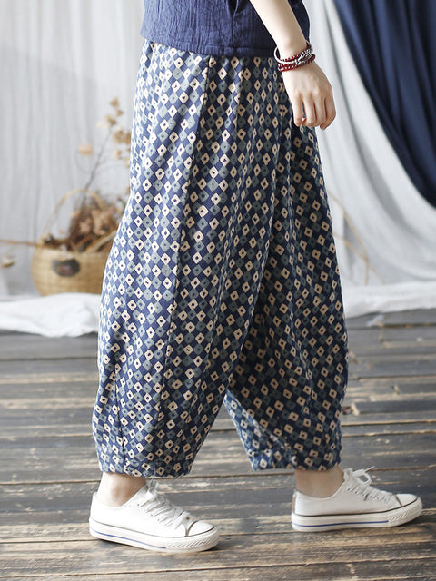 Kvinder Autumn Artsy Lattice Bomuld Harem Pants