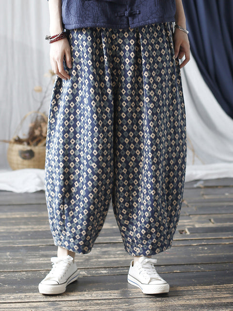 Kvinder Autumn Artsy Lattice Bomuld Harem Pants