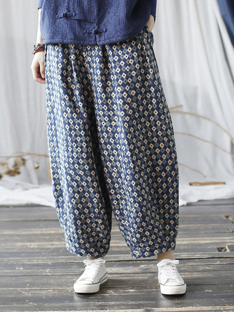 Kvinder Autumn Artsy Lattice Bomuld Harem Pants