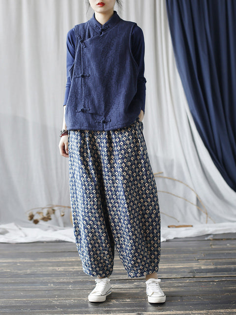 Kvinder Autumn Artsy Lattice Bomuld Harem Pants