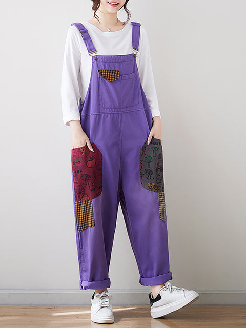 Kvinder Vintage Solid Corduroy Løse Jumpsuits