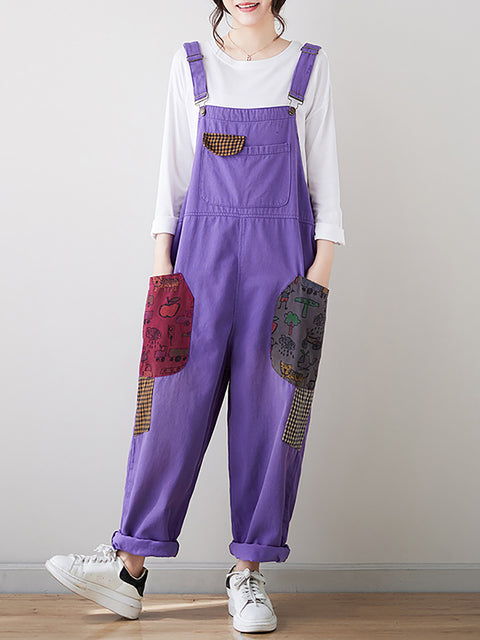 Kvinder Vintage Solid Corduroy Løse Jumpsuits