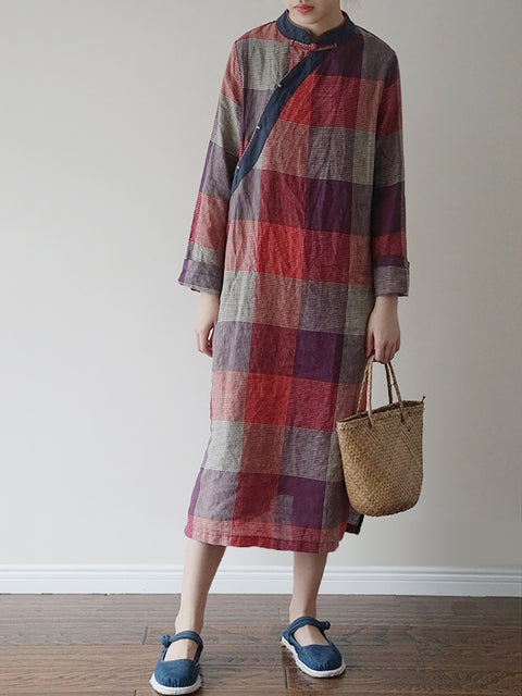 Kvinder Vintage Sommer Solid Brodery Linned Robe Kjole