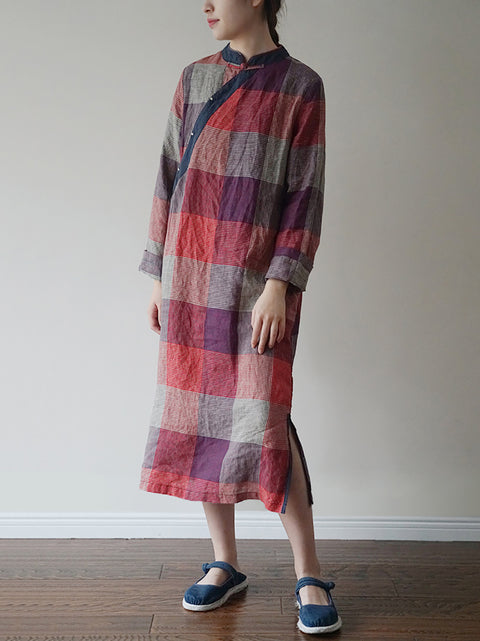 Kvinder Vintage Sommer Solid Brodery Linned Robe Kjole