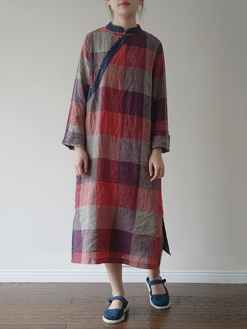 Kvinder Vintage Sommer Solid Brodery Linned Robe Kjole