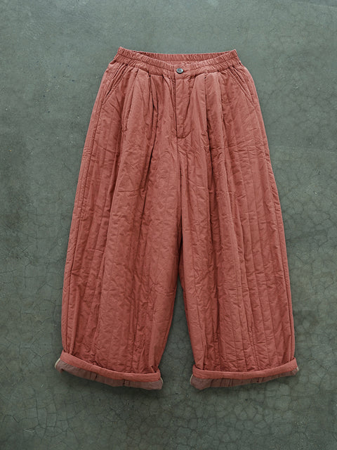 Women Autumn Casual Solid Spliced Cotton Harem Pants