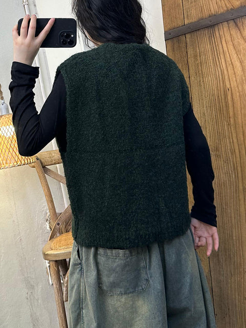 Women Casual Autumn V-Neck Wool Knit Vest