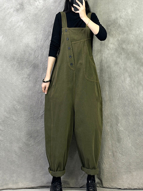 Kvinder Vintage Solid Corduroy Løse Jumpsuits