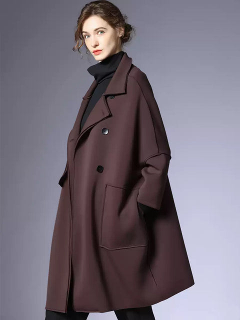 Kvinder Efterår Mode Solid Buttoned Coat