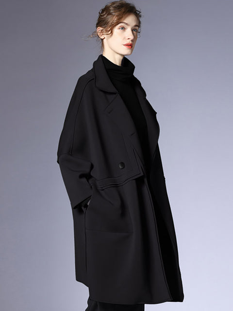 Women Autumn Fashion Solid Buttoned Coat