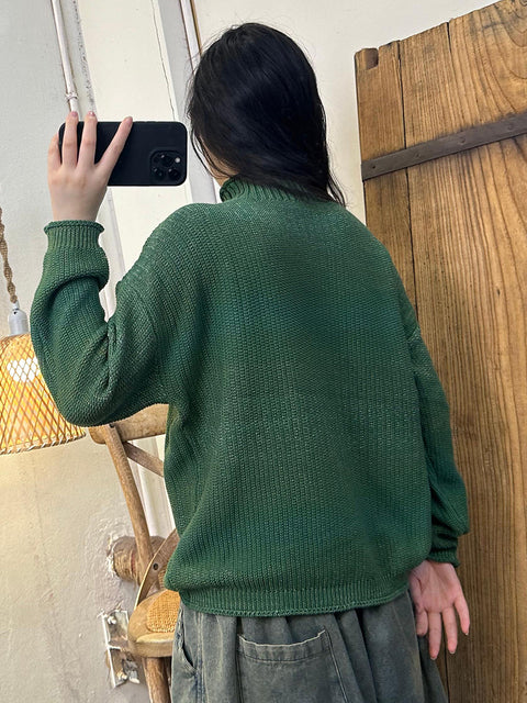 Kvinder Efterår Casual Halv rullekrave strik sweater