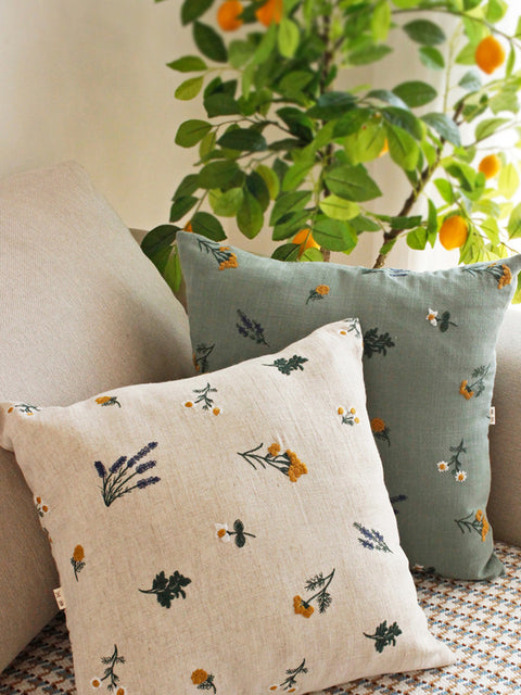 Artsy Floral Brodery Linned Sovesofa Pudebetræk