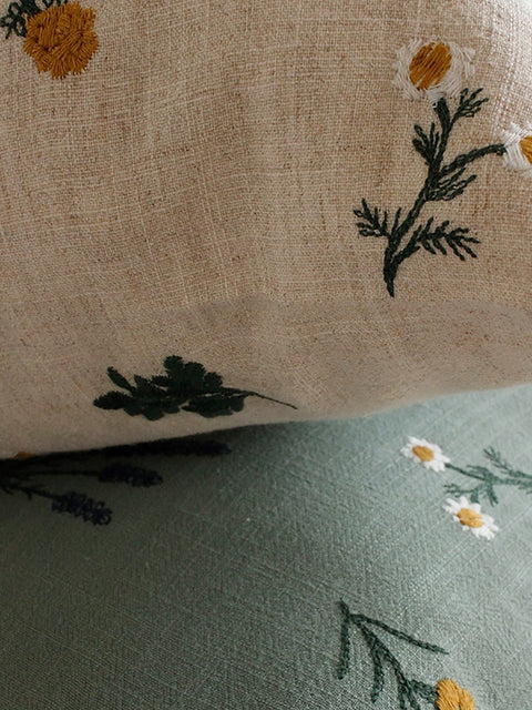 Artsy Floral Brodery Linned Sovesofa Pudebetræk