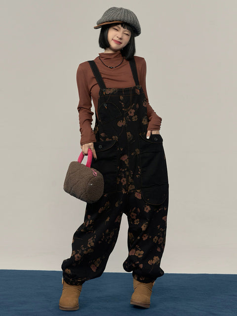 Kvinder Vintage Solid Corduroy Løse Jumpsuits