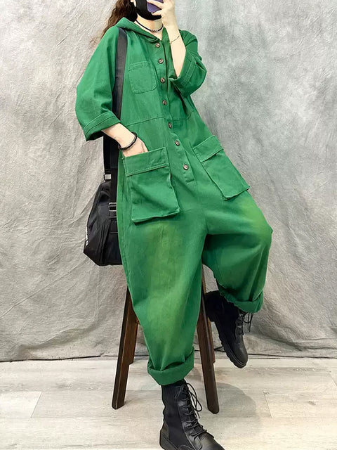 Kvinder Vintage Solid Corduroy Løse Jumpsuits