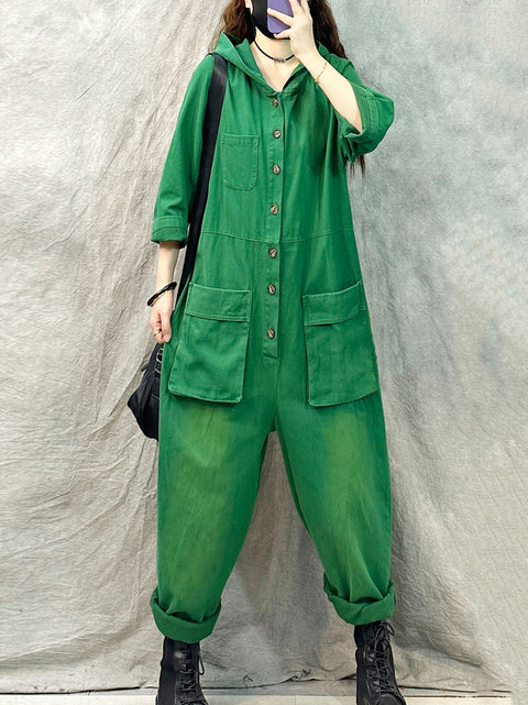 Kvinder Vintage Solid Corduroy Løse Jumpsuits