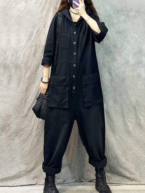 Kvinder Vintage Solid Corduroy Løse Jumpsuits