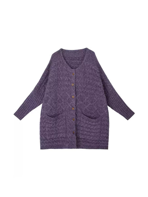 Kvinder Autumn Artsy Knit Uregelmæssig Turn-down Krave Sweater Coat