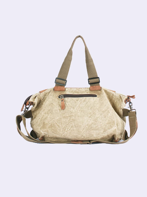 Kvinder Casual Læder Canvas Splejset skuldertaske Crossbody taske