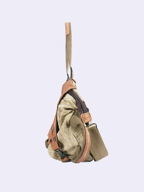 Kvinder Casual Læder Canvas Splejset skuldertaske Crossbody taske