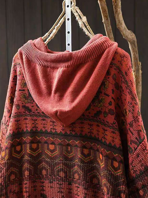 Women Autumn Casual Knit  Hooded Sweater