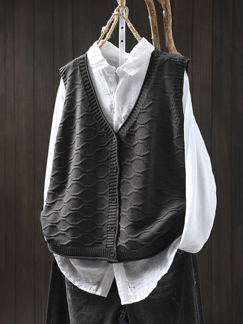 Women Casual Autumn V-Neck Knit Vest